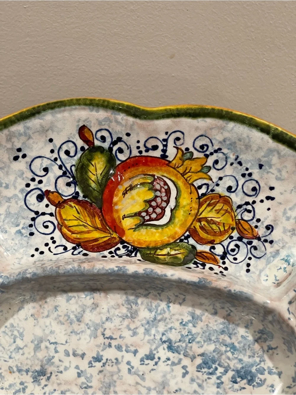 Bellocci hand-painted Italian ceramic antipasti serving tray fruit motif 14x10